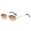 Gafas de Sol Sin Montura Ovaladas del Mismo Estilo que Jennie para Mujeres Europeas y Americanas Sexys Y2K Fotografía Callejera de Alta Gama Gafas Planas de Marca Reconocida