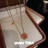 Pulsera de Moneda de Cobre con Diamante de Punto Dorado Antiguo, Pulsera Totalmente Diamantada, Nuevo Conjunto de Collar con Flor de Margarita y Circonia Chapado en Oro de 18 Quilates