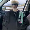 Sudadera de moda sin capucha de corte holgado para hombre y mujer, camiseta básica de otoño de peso pesado de nicho de manga larga, top redondo estilo ins