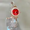 Reloj pulsera multicolor con incrustaciones de diamantes, superventas transfronterizo, disponible en stock, suministro directo, reloj de pulsera de cuarzo para mujer, oro rosa, nicho de lujo ligero