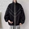 Jaqueta Gola Alta 2024 Masculina Esporte Lazer Estilo Hong Kong Masculina Outono Solta Combina com Tudo Bonita Moda Moda Masculina