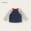 Youbao roupas infantis top infantil com gola redonda e mangas raglan, camada interna infantil camiseta básica para bebê, camiseta soltinha de manga comprida para meninos