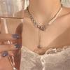 Nova ins Colar de Pérolas Mulher Luz de Luxo Nicho Coringa Camisola Clavícula Cadeia Alto Amor Borboleta Pingente Atacado