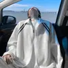 Sudadera cárdigan a rayas blancas y grises para hombre, colección de otoño, chaqueta con cremallera de peso pesado, nueva marca de moda 2026