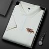 Camiseta de manga corta de algodón de color liso para hombre, estilo polo con solapa bordada, informal, deportiva, de negocios, para verano