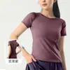 Conjunto Deportivo de Malla Suelta con Empalmes para Mujer, Top Transpirable de Cuello Redondo, Conjunto de Dos Piezas de Manga Corta Adelgazante para Yoga y Fitness