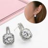 Pendientes de diamantes grandes engastados en quilates con microincrustaciones de estilo coreano, muy populares, con diamantes cuadrados y del mismo estilo, para mujer.