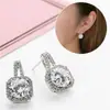 Estilo Coreano Más Vendido Cuadrados Estrellas Mismo Estilo Moda Micro-incrustación Quilate Diamante Grande Aretes Diamante Cuadrado Aretes para Mujer Aretes