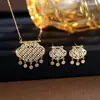 Set de Collar y Pendientes de Lujo Ligero con Circonita de Diamante Completo Estilo Árabe de Oriente Medio Accesorios para Vestido de Novia Cadena de Clavícula de Moda