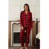 [Pijama de Navidad] Estilo de Venta Caliente Otoño e Invierno Temu Xiyin Conjunto de Pijama de Mujer a Cuadros Rojos con Solapa Ropa para el Hogar