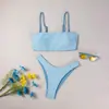 Bikini 2027 Traje de Baño Transfronterizo Modelo Rayas Verticales Azules Bikini para Mujer Amazon con Correa Ajustable