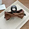 Pinza de Agarre de Cuero Retro de Gama Alta con Lazo para Mujeres, Nuevo Pinza Grande para la Parte Posterior de la Cabeza, Pinza de Tiburón Elegante, Accesorios para el Cabello