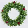 Guirlanda de Folhas Verdes Artificiais e Rosas Transfronteiriça, Decoração de Porta de Casa para Exportação, Guirlanda de Casamento, Casa, Natal, Decoração de Feriado