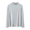 220g Modal Casual Gola Alta Meia Manga Camisa Base Nova Cor Pura Gola Média Manga Longa Camiseta Feminina Outono Top de Dentro