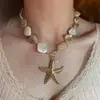 Colar Estilo Resort à Beira-Mar com Concha e Estrela-do-Mar para Mulheres Elegante Exagerado Único Corrente de Clavícula de Alta Qualidade Indústria Pesada