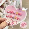 Novas Unhas Wearable de Resina 3D para Crianças, Adesivos de Unha Adesivos de Desenho Animado Fofos para Meninas, Unhas Postiças, Peças de Unha Prontas
