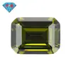 Huagang Gem Retangular Chanfrado Car Plano Zircônia Verde Oliva Pedra Bruta Corte Esmeralda Anéis Atacado