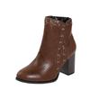 Juti em estoque novo 2022 outono e inverno europeu e americano sapatos de salto grosso de cano alto comércio exterior plus size sapatos de salto alto moda com zíper lateral