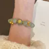 Item Tendência do Tiktok: Jade Hetian 9*10mm Contas Estilo Vintage, Padrão Lichia Congelada, Pulseira com Design de Argola, Estilo Chinês Retrô