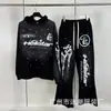 Moda Retro Europea y Americana Estilo Estrella del Infierno Infierno Sudadera con Capucha Holgada Sudadera para Hombre Conjunto para Mujer Tendencia Otoño