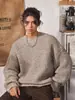 Suéter Retro Japonés de Ajuste Limpio con Cuello Redondo para Hombres y Mujeres, Estilo Perezoso de Otoño e Invierno, Top Grueso de Punto con Patrón de Piña