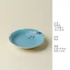 Suporte de Cerâmica para Vaso de Orquídea Pintado à Mão Rinyu Gui Song Azul Claro Suporte Elegante Conjunto de Chá Requintado Bandeja de Infusão a Seco Bandeja de Alto Valor para Senhoras