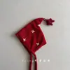 Gorro de Lana Flocado Rojo para Niños y Niñas, Gorro de Punto de Invierno con Protección para las Orejas, Set de Bufanda, Gorro Cálido y Lindo para Bebé