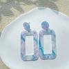 Pendientes acrílicos de placa de ácido acético caliente transfronterizos, pendientes cuadrados coloridos dorados, accesorios de joyería de moda al por mayor