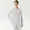 Cardigan Kang Sai Ni 100% Caxemira Pura Falso Duas Peças Borda Enrolada Gola Redonda Suéter Tricô Solto Preguiçoso Feminino