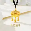 Pingente de Ouro Lock Longevidade Recortado Segurança Pequeno Cadeado Dourado Pingente de Ouro Puro 999 Colar de Bebê Presente de Lua Cheia de Um Ano