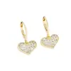 Pendientes de Moda Transfronterizos con Zirconia en Forma de Corazón Pendientes Versátiles de Alta Gama Corazón de Melocotón Cobre Chapado en Oro 14K Hebilla de Oreja Pendientes para Mujer