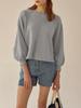 Bargain de liquidaciónSudadera holgada corta de manga de farol con retazos de algodón puro, top informal tipo jersey de estilo francés para mujer