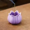 Quemador de Incienso Púrpura Lila Pétalo de Loto del Fabricante, Portainciensos Cerámico Creativo, Base de Incienso Inspirada en Zen para el Hogar, Portainciensos de Sándalo y Madera de Agar