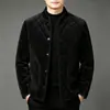 Nuevo Cárdigan de Pana para Hombre Invierno 2026 con Forro de Felpa, Cuello Alto, Patrón de Diamantes, Botones, Estilo Papá, Chaqueta de Algodón para Hombre