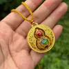 Collar de Girasol con Carácter de Fortuna Chapado en Oro Giratorio con un Colgante de Brújula Giratoria Cadena para Suéter Tótem
