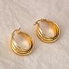 Acero Inoxidable Moda Simple Romántico Estilo Francés Retro Estilo Hong Kong Distintivos Aretes Geométricos Aretes de Argolla Dorados para Mujer