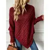 Amazon en stock nueva colección otoño/invierno 2026: suéter de punto trenzado con mangas murciélago, estilo europeo y americano, tejido tipo capa de cuello alto redondo