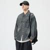 Outono 2024 Novo Diário Versátil Camisa Jeans Masculina Solta Tamanho Grande Azul Tendência Jaqueta Casual Juvenil Tendência
