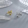 Gato Antiguo Chica Ning Sentido Diamante Único Flor Pequeña Hueco Oreja de Conejo Clip para Oreja Sin Agujero en la Oreja Conejo del Zodiaco Clip para Hélix de Oreja