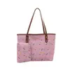 Bolsa Tote Floral para Madres e Hijos para Mujer, Estilo Europeo y Americano para Viajes Diarios 2026, Ribete de Piel en Color Contrastante, Bolsa de Hombro de Gran Capacidad para Viajes Diarios