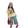 Camiseta Manga Curta Feminina 2026 Novo Estilo Verão Desenho Animado Coreano Mickey Estilo Casual Top para Crianças Pequenas e Médias