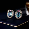Pendientes de gota con forma de corazón de circonita micro pavimentada, de lujo accesible de alta gama, elegantes, para mujer, diseño geométrico de nicho, estilo europeo y americano