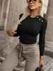 Camiseta Elegante Feminina 2025 com Design Estiloso Adequada para o Trabalho, Nova Moda Europeia e Americana Transfronteiriça para Mulheres para Primavera, Verão, Outono e Inverno