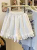 Shorts de Encaje Blanco para Mujer 2025 Estilo Caliente Súper Caliente Otoño Tallas Grandes mm Gorditas Aspecto Adelgazante Pantalones Falda de Corte A Pantalones de Pierna Ancha