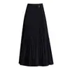 Falda plisada de lana de moda para mujer, nuevo estilo otoño e invierno 2026, falda larga de cintura alta elástica, elegante y con caída, falda de dobladillo amplio, moderna