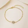 Pulseira Zircônia Tendência de Nicho para Mulheres, Pulseira Simples e Única de Aço Titânio com Círculo, Pulseira Versátil Estilo Minimalista
