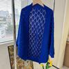 Chaqueta tipo cheongsam de punto con chal pequeño, estilo coreano, con estampado de cachemira de imitación hueca y diamantes, ideal para primavera y verano.
