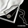 [56] logotipo de comercio exterior sin marca acero de titanio joyería Europa y Estados Unidos variedad de hip-hop apilado collar de clavícula de acero de titanio