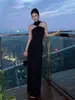 Vestido Puro y Atractivo de Cuello Halter sin Mangas para Mujer, Nueva Moda de Primavera, Ceñido a la Cintura, Adelgazante, Aspecto de Alta Gama, Vestido Largo Bodycon
