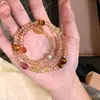 Pulsera de Citrina Natural de Tres Capas con Múltiples Piedras Preciosas, Exquisita, Moderna, Versátil, Regalo Perfecto para Novia